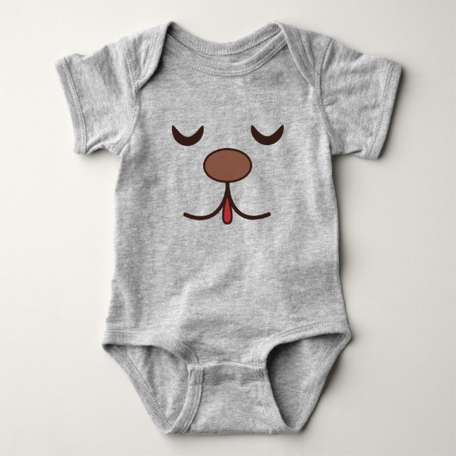 Body Para Bebê Cara de cachorro cinza adorável (Frente)