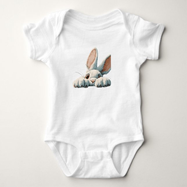 Body Para Bebê Cara de Coelho Fofo | Design de Coelho Kawaii (Frente)