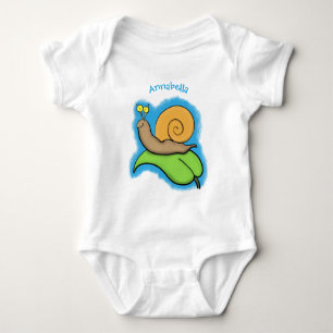 Body Para Bebê Caracol bonito e feliz numa ilustração de desenho