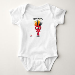 Body Para Bebê Caractere Punk Vermelho com Mohawk   Estilo Unisex
