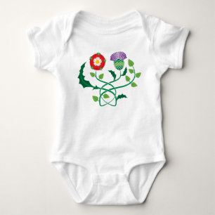 Body Para Bebê Cardo escocês e Bodysuit cor-de-rosa do bebê do