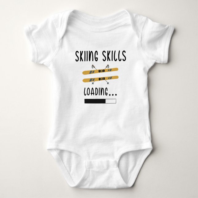 Body Para Bebê Carga de habilidades de esqui - Esquiador engraçad (Frente)