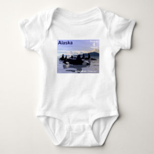 Body Para Bebê Carimbo de Baleias Killer do Alaska