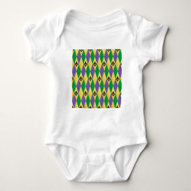 Body Para Bebê Carnaval Harlequim Flor de Lis (Frente)