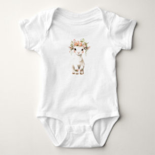 Body Para Bebê Carneiro doce Ovelha com Flores