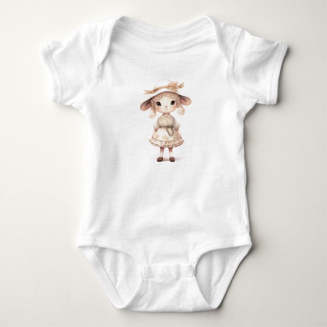 Body Para Bebê Carneiro doce Ovelha de Páscoa e Chapéu (Frente)