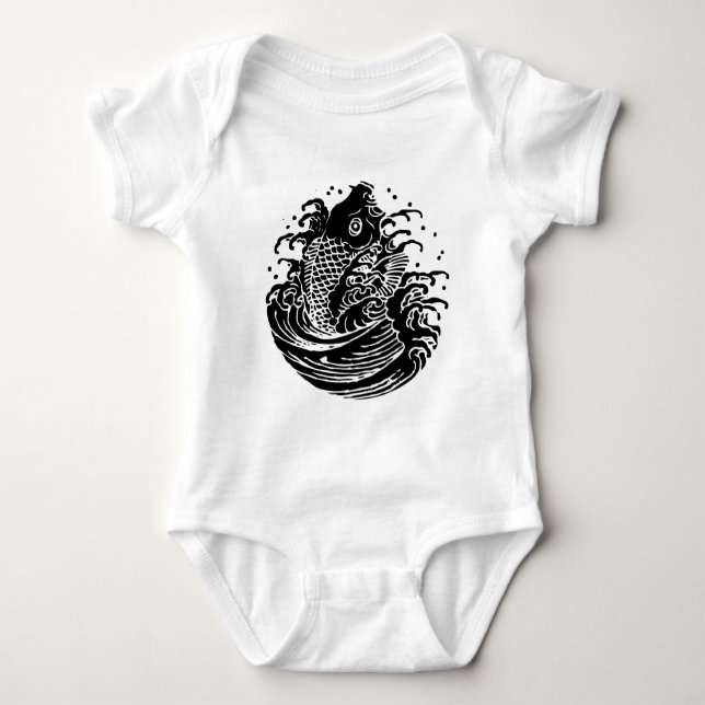 Body Para Bebê Carpa e água (Frente)