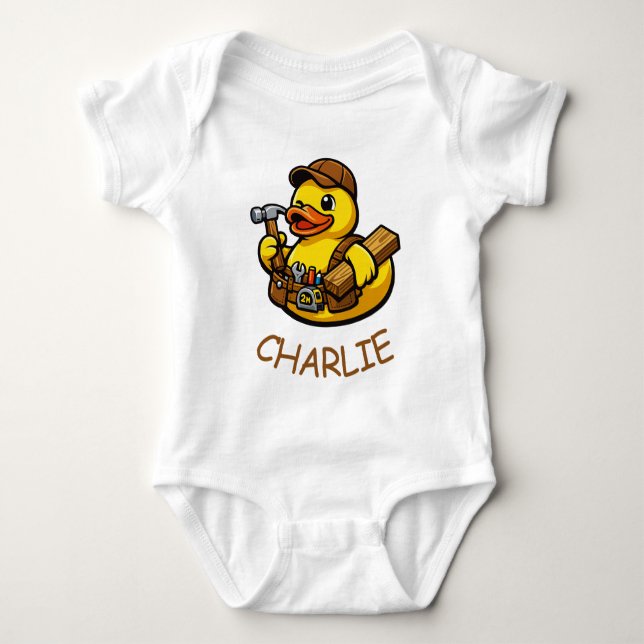 Body Para Bebê Carpinteiro Pato de Borracha (Frente)