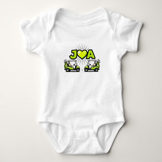 Body Para Bebê Carrinho de Golfe Fofo “Eu Amo JA” Bebê  (Frente)