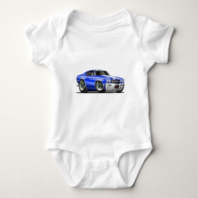 Body Para Bebê Carro 1970 Azul-Branco de Chevelle (Frente)