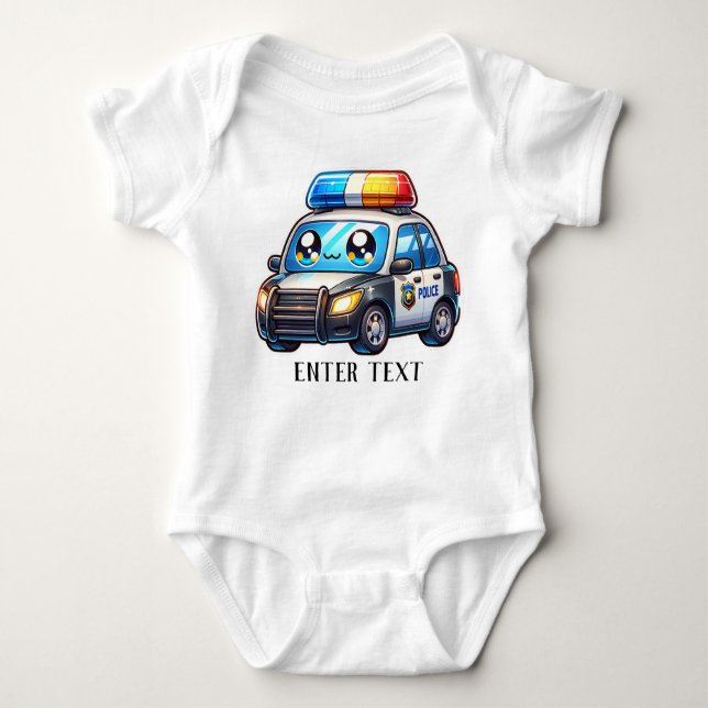 Body Para Bebê Carro da Polícia de Bebê de Texto Personalizado (Frente)
