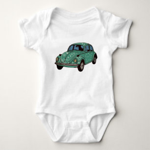 Body Para Bebê Carro Verde, Retro Automático, Bela Arte