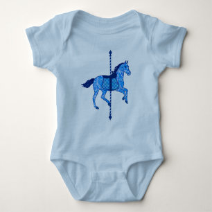Body Para Bebê Carrossel Horse - Cobalto e Azul-Céu