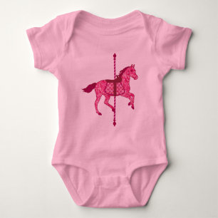 Body Para Bebê Carrossel Horse - Rosa Fuchsia