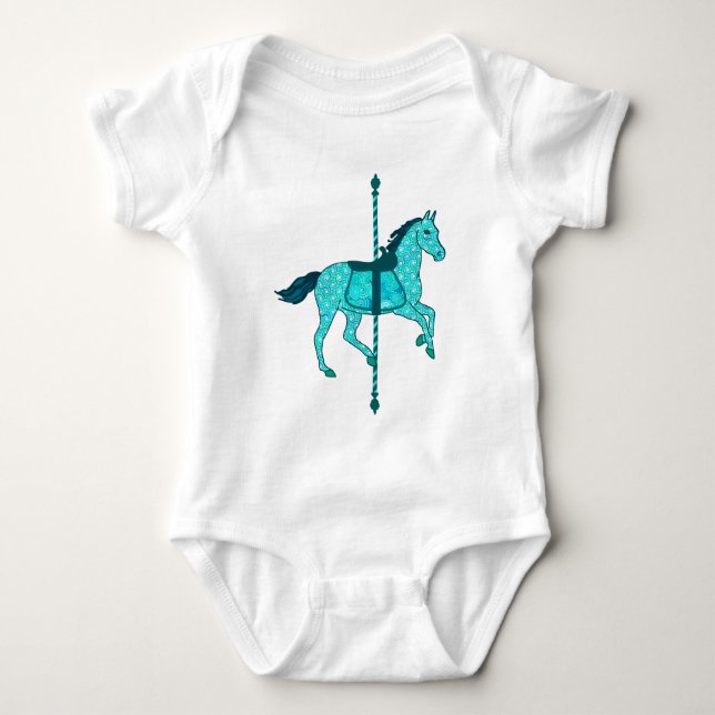 Body Para Bebê Carrossel Horse - Turquesa e Aqua (Frente)