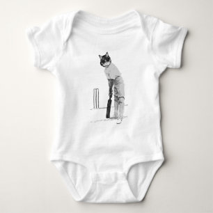 Body Para Bebê cartão personalizável vintage cricketing cat