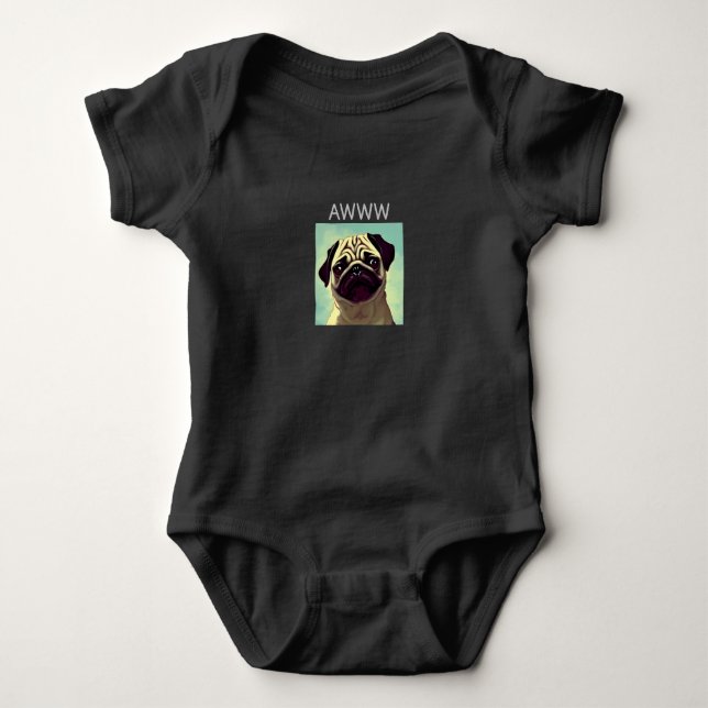 Body Para Bebê Cartografia De Cutest Pug Ever Cute Puppy (Frente)