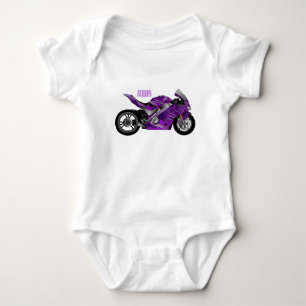 Body Para Bebê Cartografia de motocicletas de esporte roxo