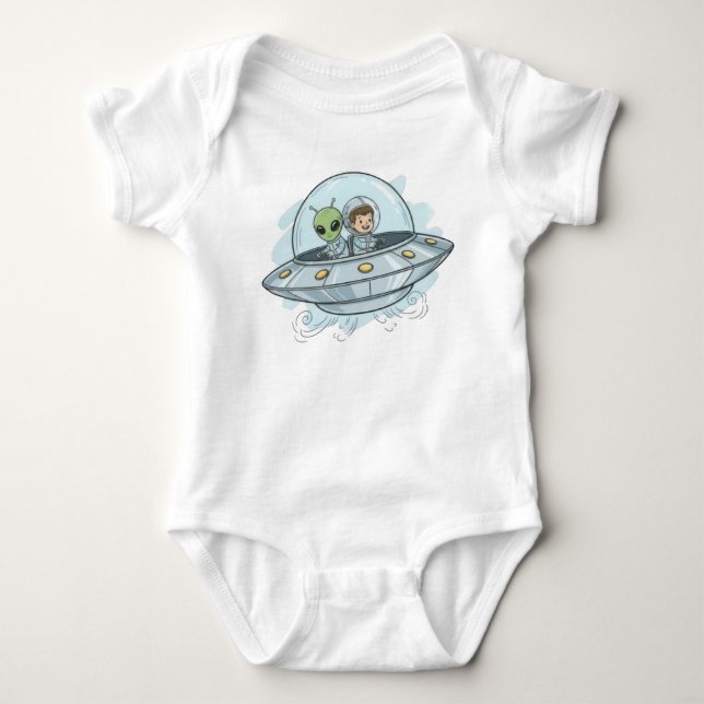 Body Para Bebê Cartoon Alien Voador (Frente)