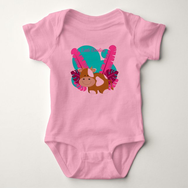 Body Para Bebê Cartoon, bebê rosa (Frente)