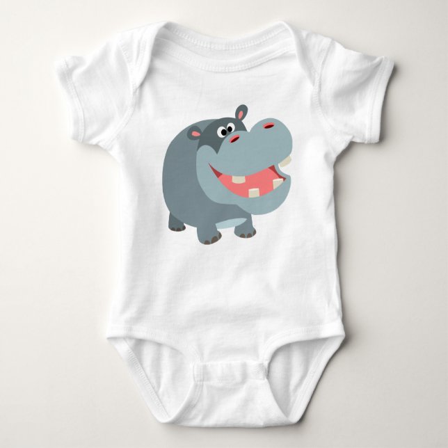 Body Para Bebê Cartoon Bonito Sorrindo Hippo Bebê Bodysim (Frente)