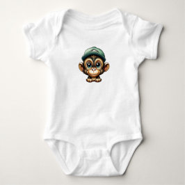 Body Para Bebê Cartoon Brown Cute e Bebê Macaco de Olhos Amplos D