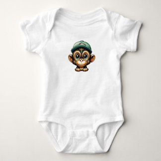 Body Para Bebê Cartoon Brown Cute e Bebê Macaco de Olhos Amplos D