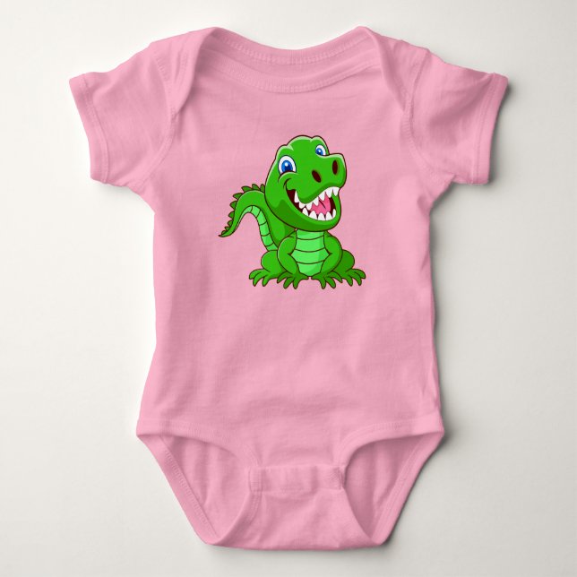 Body Para Bebê Cartoon Crocodilo Sorridente (Frente)