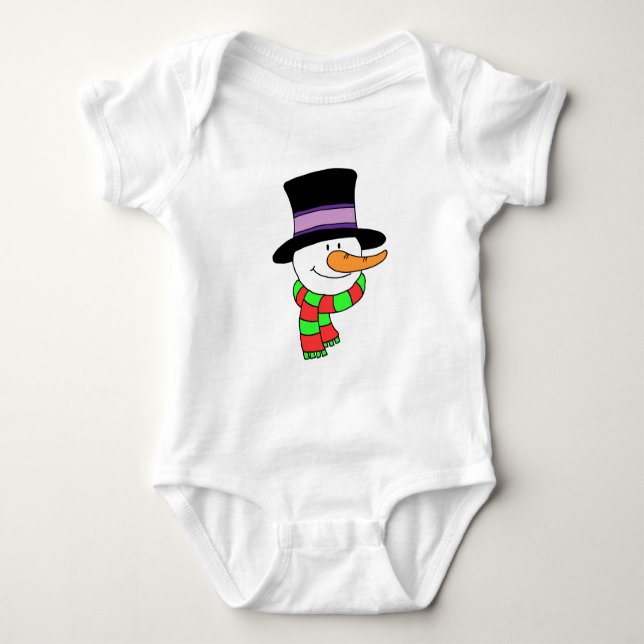 Body Para Bebê Cartoon de Boneco de Neve (Frente)