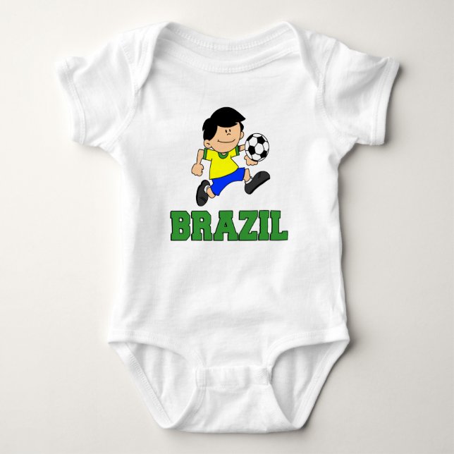 Body Para Bebê Cartoon de futebol do Brasil (Frente)