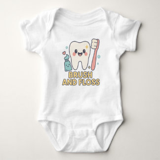 Body Para Bebê Cartoon dos dentes-cegos - Higiene dental do pince