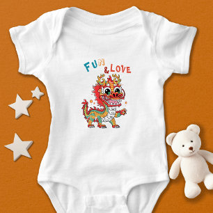 Body Para Bebê Cartoon Dragão Ano Novo Chinês Fu Presente para Cr