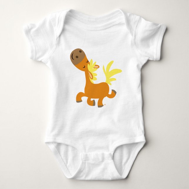 Body Para Bebê Cartoon Feliz Pony Baby roupa (Frente)