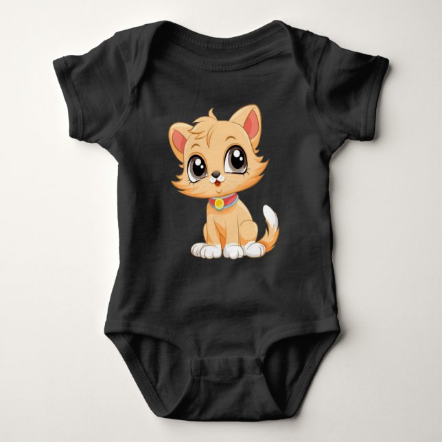 Body Para Bebê Cartoon Gato Adorável (Frente)