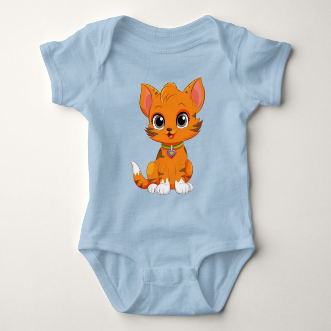 Body Para Bebê Cartoon Gato Adorável (Frente)