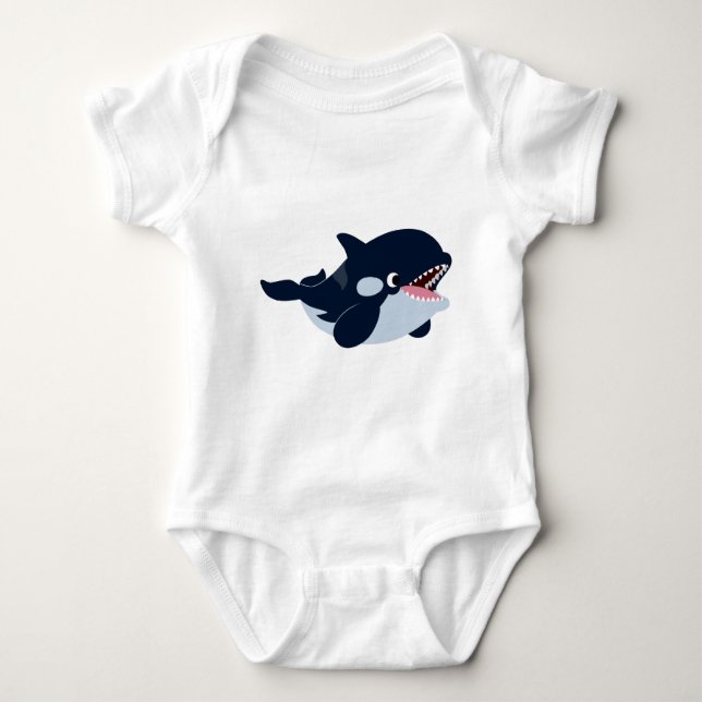 Body Para Bebê Cartoon Gelado Bebê Orca Bebê Roupa (Frente)