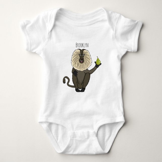 Body Para Bebê Cartoon macaco macaco-cauda-leão engraçado (Frente)