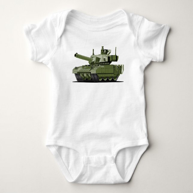 Body Para Bebê Cartoon modern armored tank (Frente)