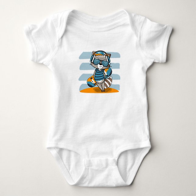 Body Para Bebê Cartoon Raccoon (Frente)