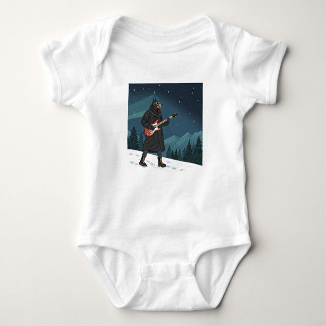Body Para Bebê Cartoon Rocker Dog Under the Stars (Frente)