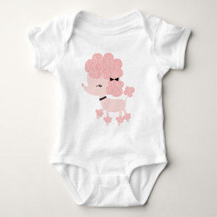 Body Para Bebê Cartoon Rosa - Poodle Francês