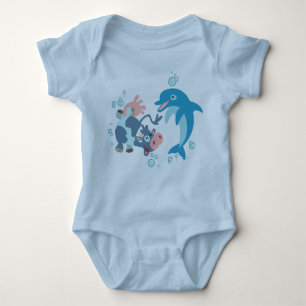 Body Para Bebê Cartoon Seacow e Dolphin baby roupa