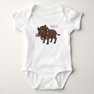Body Para Bebê Cartoon selvagem e flores