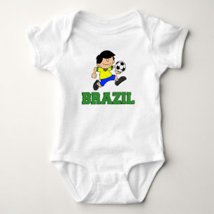 Body Para Bebê Cartum de futebol do Brasil