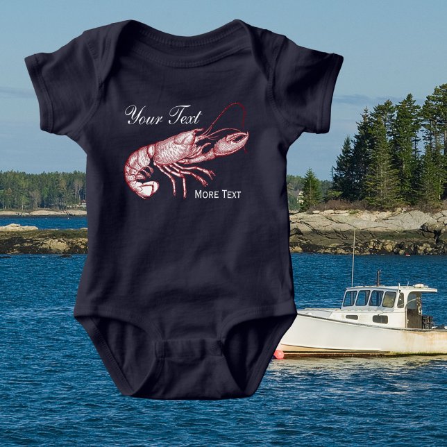 Body Para Bebê Casa de Praia Personalizada da Lagosta Vermelha Ná (Criador carregado)