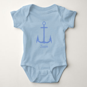 Body Para Bebê Casaco de bebê personalizado com âncora azul