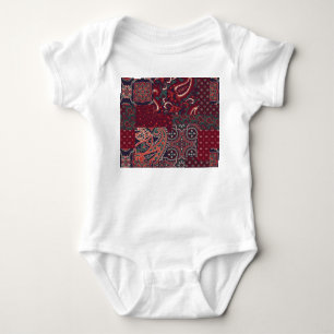 Body Para Bebê Cashmere Paisley Silk: Patchwork de Abstrato Vinta