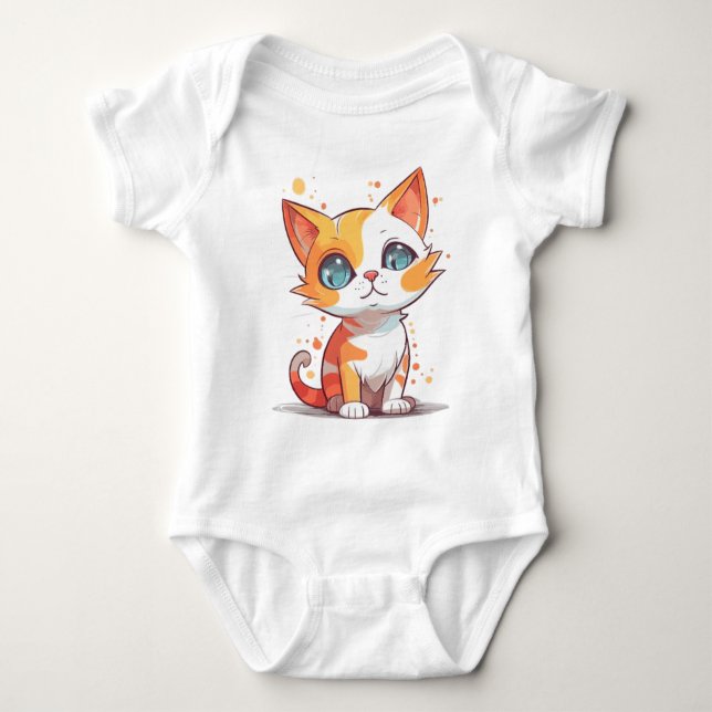 Body Para Bebê Castanho Adorável Gato-57667 (Frente)