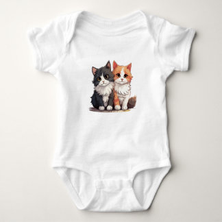 Body Para Bebê Cat Duo T-Shirt | Gra de Gatos Pretos e Laranja Ad
