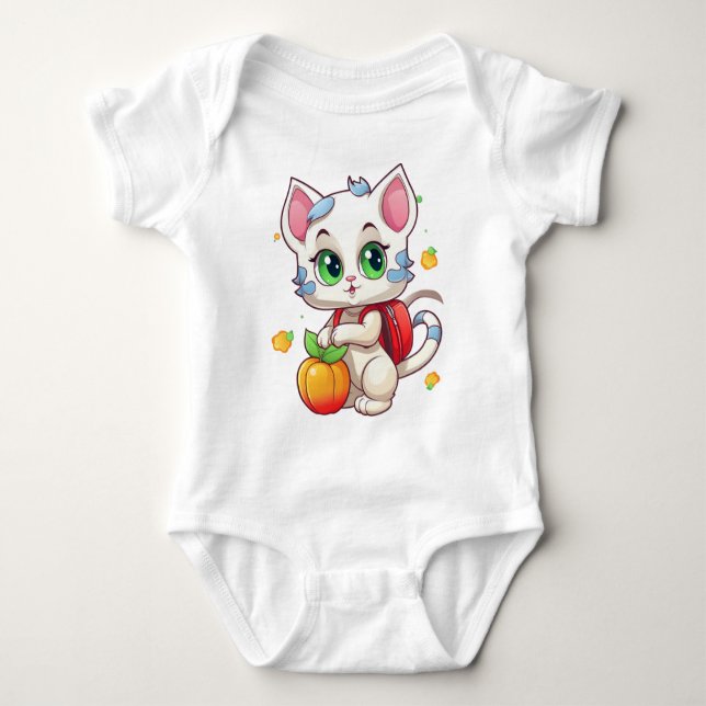 Body Para Bebê Cat Vai Para A Escola 85241 (Frente)